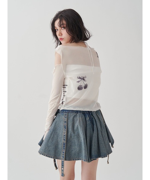 jouetie（ジュエティ）の「アシメヘムデニムミニスカート【セットアップ対応】（デニムスカート・レディース・ブラック/ブルー・MEDIUM）」の4枚目の写真