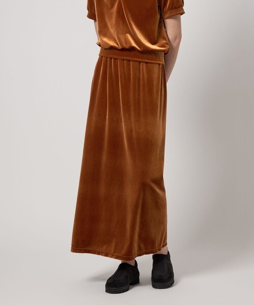 Steven Alan（スティーブンアラン）の「＜Steven Alan＞ベロア ロング スカート（スカート・レディース・ブラック/ダークブラウン・M/S）」の2枚目の写真