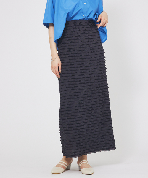 abahouse mavie（アバハウスマヴィ）の「フリルティアードスカート（スカート・レディース・チャコールグレー/アイボリー/ダークブラウン・フリー）」の3枚目の写真