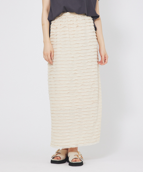 abahouse mavie（アバハウスマヴィ）の「フリルティアードスカート（スカート・レディース・チャコールグレー/アイボリー/ダークブラウン・フリー）」の2枚目の写真