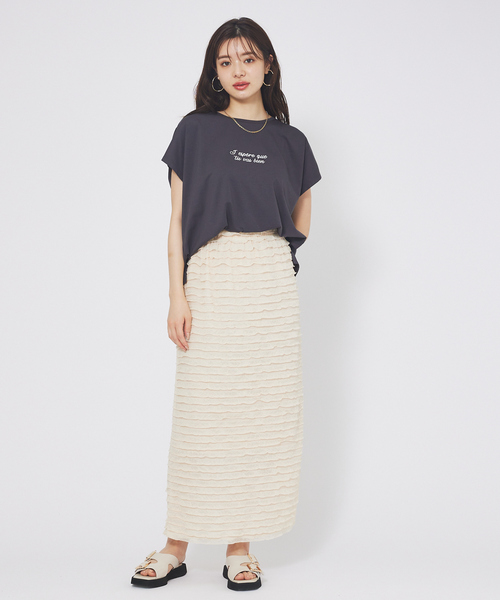 abahouse mavie（アバハウスマヴィ）の「フリルティアードスカート（スカート・レディース・チャコールグレー/アイボリー/ダークブラウン・フリー）」の11枚目の写真