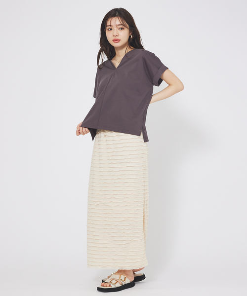 abahouse mavie（アバハウスマヴィ）の「フリルティアードスカート（スカート・レディース・チャコールグレー/アイボリー/ダークブラウン・フリー）」の10枚目の写真