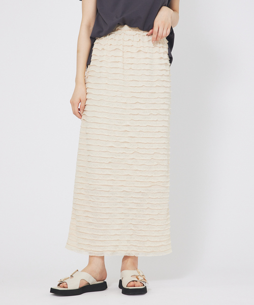 abahouse mavie（アバハウスマヴィ）の「フリルティアードスカート（スカート・レディース・チャコールグレー/アイボリー/ダークブラウン・フリー）」の9枚目の写真