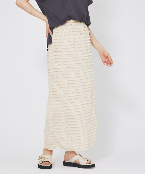 abahouse mavie（アバハウスマヴィ）の「フリルティアードスカート（スカート・レディース・チャコールグレー/アイボリー/ダークブラウン・フリー）」の8枚目の写真