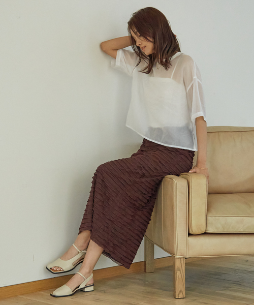 abahouse mavie（アバハウスマヴィ）の「フリルティアードスカート（スカート・レディース・チャコールグレー/アイボリー/ダークブラウン・フリー）」の22枚目の写真