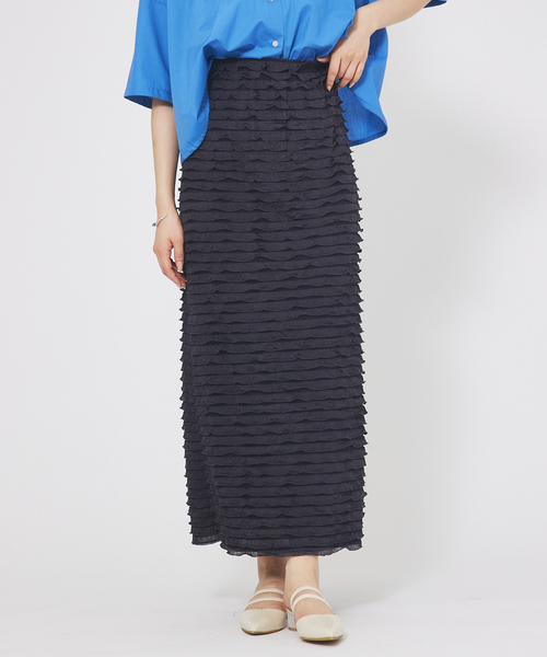 abahouse mavie（アバハウスマヴィ）の「フリルティアードスカート（スカート・レディース・チャコールグレー/アイボリー/ダークブラウン・フリー）」の14枚目の写真