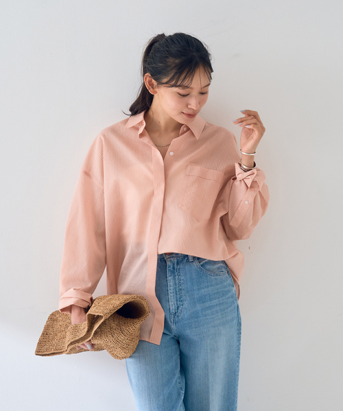 Rouge vif Anna（ルージュヴィフアンナ）の「【新色登場！】バックツイストピンストシャツ（シャツ/ブラウス・レディース・ブラウン/オフホワイト/ピンク・フリー）」の10枚目の写真