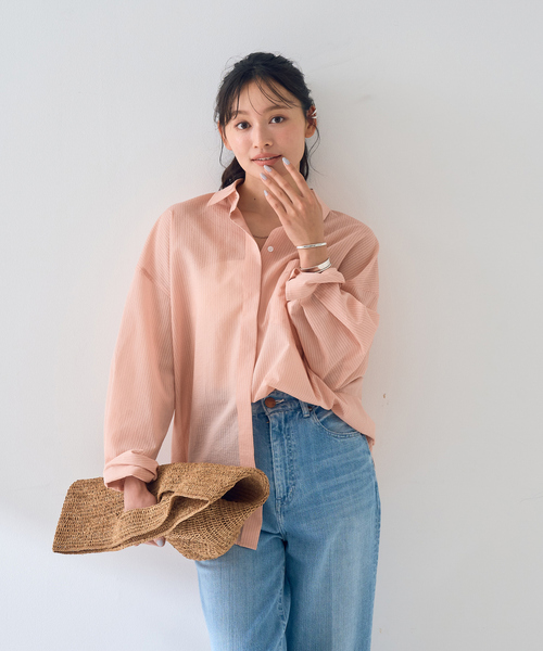 Rouge vif Anna（ルージュヴィフアンナ）の「【新色登場！】バックツイストピンストシャツ（シャツ/ブラウス・レディース・ブラウン/オフホワイト/ピンク・フリー）」の12枚目の写真