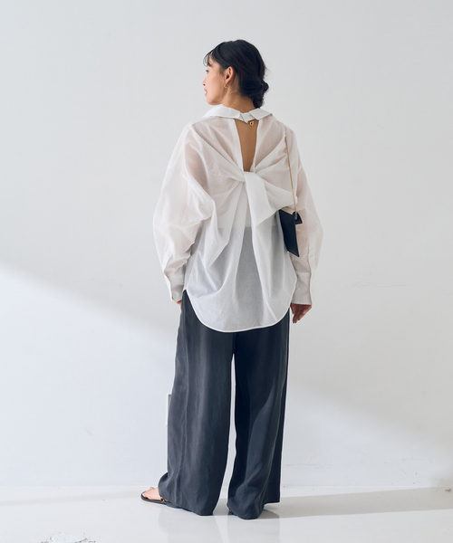 Rouge vif Anna（ルージュヴィフアンナ）の「【新色登場！】バックツイストピンストシャツ（シャツ/ブラウス・レディース・ブラウン/オフホワイト/ピンク・フリー）」の13枚目の写真