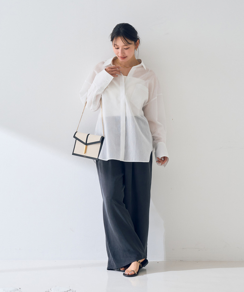 Rouge vif Anna（ルージュヴィフアンナ）の「【新色登場！】バックツイストピンストシャツ（シャツ/ブラウス・レディース・ブラウン/オフホワイト/ピンク・フリー）」の14枚目の写真