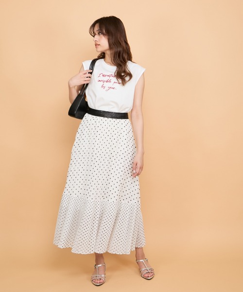 セール】シフォンドットティアードスカート≪手洗い可能