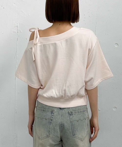 archives(アルシーヴ)の「肩リボンワンショルスウェット(Tシャツ/カットソー・レディース・オフホワイト/グレー/ピンク/ネイビー・MEDIUM)」の17枚目の写真