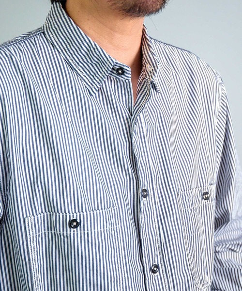 OMNIGOD（オムニゴッド）の「[OMNIGOD mens / オムニゴッド] ストライプセルヴィッジブロード ワークシャツⅢ（シャツ/ブラウス・メンズ・ブルー系その他・2/3/4）」の7枚目の写真