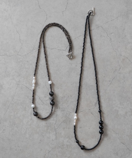Senti（センティ）の「【 SENTI 】'JYUZU' NECKLACE&BRACELET　天然石”数珠”ネックレス&4連ブレスレット 2040（ネックレス・メンズ・グレー系その他/ブラック・FREE）」の4枚目の写真