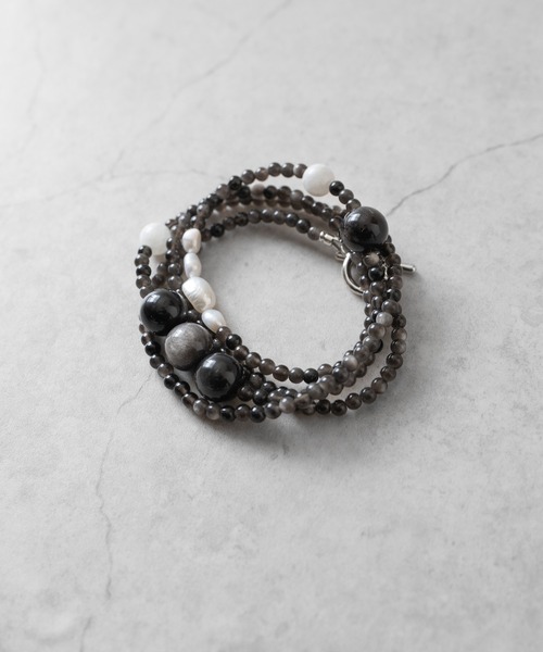 Senti（センティ）の「【 SENTI 】'JYUZU' NECKLACE&BRACELET　天然石”数珠”ネックレス&4連ブレスレット 2040（ネックレス・メンズ・グレー系その他/ブラック・FREE）」の8枚目の写真