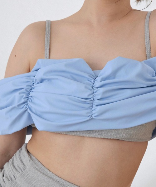 CELEN(セレン)の「【swimwear/体型カバー】ボリュームフレアビキニ オフショルダートップス・パンツ 2点セット(水着・レディース・ホワイト×ブラック/ブルーグレー/ブラック×ブラック・FREE)」の15枚目の写真