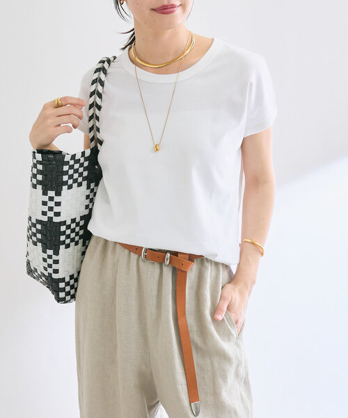 RIVE DROITE（リヴドロワ）の「【汗染み防止/ON・OFF兼用】ガードスウェットフレンチTee（Tシャツ/カットソー・レディース・グレー系その他/ピンク/オフホワイト・FREE）」の8枚目の写真