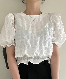 ワッシャー加工半袖ブラウス