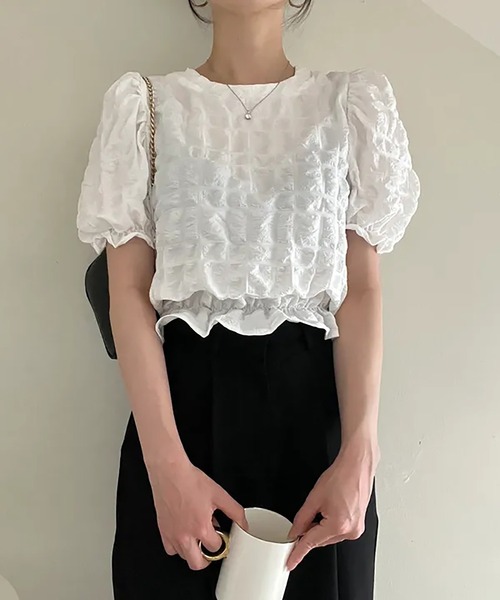 Girly Doll(ガーリードール)の「ワッシャー加工半袖ブラウス(シャツ/ブラウス・レディース・ブラック/ホワイト・F)」の14枚目の写真