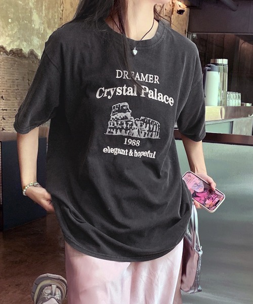 VIBGYOR（ヴィブジョー）の「[NARULA/ナルラ]ヴィンテージ加工 ピグメント プリント Tシャツ(CZ)（Tシャツ/カットソー・レディース・ブラック系/ブラック系1/ブラック系2/ブラック系3/ブラック系4・FREE）」の9枚目の写真