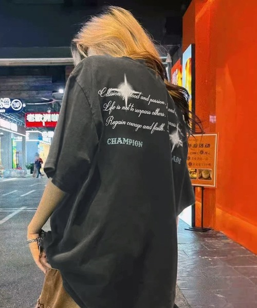 VIBGYOR（ヴィブジョー）の「[NARULA/ナルラ]ヴィンテージ加工 ピグメント プリント Tシャツ(CZ)（Tシャツ/カットソー・レディース・ブラック系/ブラック系1/ブラック系2/ブラック系3/ブラック系4・FREE）」の11枚目の写真