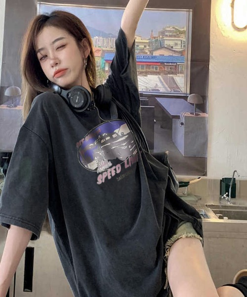 VIBGYOR（ヴィブジョー）の「[NARULA/ナルラ]ヴィンテージ加工 ピグメント プリント Tシャツ(CZ)（Tシャツ/カットソー・レディース・ブラック系/ブラック系1/ブラック系2/ブラック系3/ブラック系4・FREE）」の20枚目の写真
