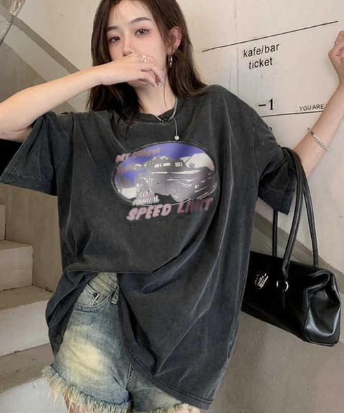 VIBGYOR（ヴィブジョー）の「[NARULA/ナルラ]ヴィンテージ加工 ピグメント プリント Tシャツ(CZ)（Tシャツ/カットソー・レディース・ブラック系/ブラック系1/ブラック系2/ブラック系3/ブラック系4・FREE）」の21枚目の写真