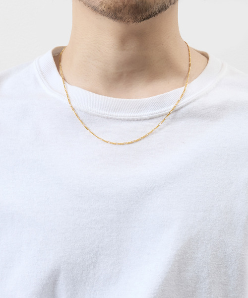 THEFT(セフト)の「THEFT セフト / K18GP FIGARO CHAIN NECKLACE シルバー925フィガロチェーンネックレス 50cm 18金コーティング(ネックレス・メンズ・ゴールド・50cm)」の2枚目の写真