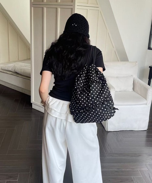 MEMECLE（メメクル）の「【 MEMECLE / メメクル 】ドットフリルナップサック（バックパック/リュック・レディース・ホワイト/ライトブルー/ブラック・FREE）」の8枚目の写真