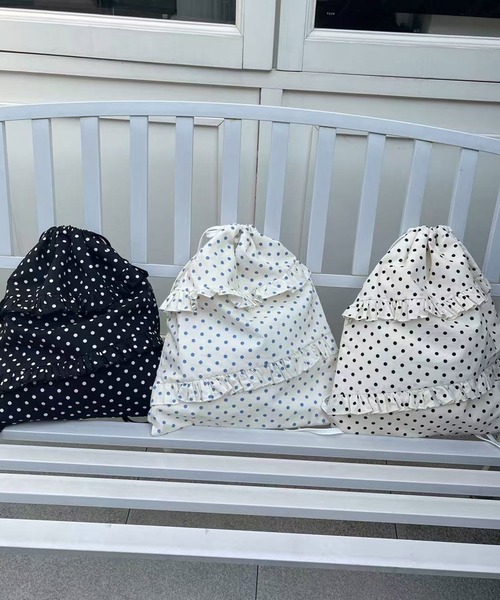 MEMECLE（メメクル）の「【 MEMECLE / メメクル 】ドットフリルナップサック（バックパック/リュック・レディース・ホワイト/ライトブルー/ブラック・FREE）」の13枚目の写真