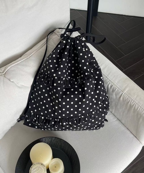MEMECLE（メメクル）の「【 MEMECLE / メメクル 】ドットフリルナップサック（バックパック/リュック・レディース・ホワイト/ライトブルー/ブラック・FREE）」の10枚目の写真