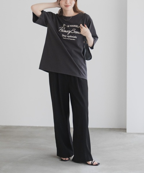 Mac-House(マックハウス)の「T-GRAPHICS メッセージ刺繍Tシャツ(Tシャツ/カットソー・レディース・ミント/チャコールグレー/グレイッシュベージュ・L/M)」の4枚目の写真