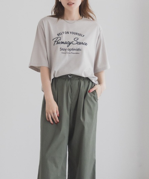 Mac-House(マックハウス)の「T-GRAPHICS メッセージ刺繍Tシャツ(Tシャツ/カットソー・レディース・ミント/チャコールグレー/グレイッシュベージュ・L/M)」の11枚目の写真