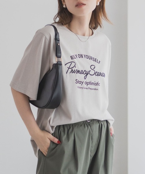 Mac-House(マックハウス)の「T-GRAPHICS メッセージ刺繍Tシャツ(Tシャツ/カットソー・レディース・ミント/チャコールグレー/グレイッシュベージュ・L/M)」の12枚目の写真