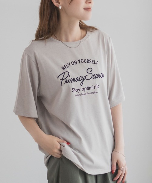 Mac-House(マックハウス)の「T-GRAPHICS メッセージ刺繍Tシャツ(Tシャツ/カットソー・レディース・ミント/チャコールグレー/グレイッシュベージュ・L/M)」の14枚目の写真