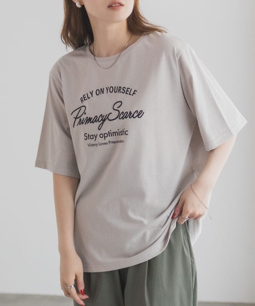 Mac-House(マックハウス)の「T-GRAPHICS メッセージ刺繍Tシャツ(Tシャツ/カットソー・レディース・ミント/チャコールグレー/グレイッシュベージュ・L/M)」の15枚目の写真