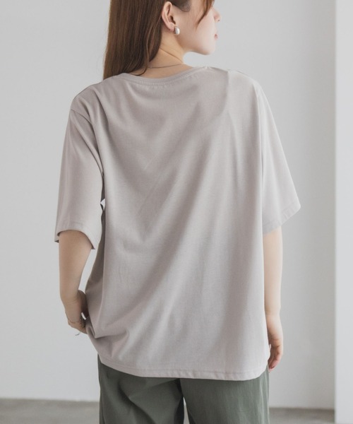 Mac-House(マックハウス)の「T-GRAPHICS メッセージ刺繍Tシャツ(Tシャツ/カットソー・レディース・ミント/チャコールグレー/グレイッシュベージュ・L/M)」の17枚目の写真