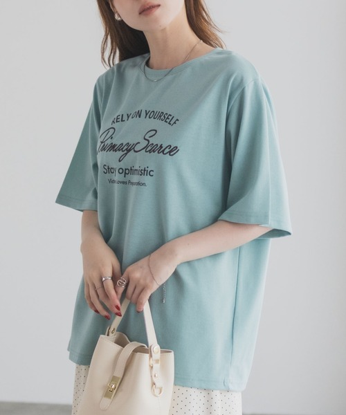 Mac-House(マックハウス)の「T-GRAPHICS メッセージ刺繍Tシャツ(Tシャツ/カットソー・レディース・ミント/チャコールグレー/グレイッシュベージュ・L/M)」の21枚目の写真
