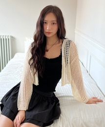 クロップメッシュニットカーディガン