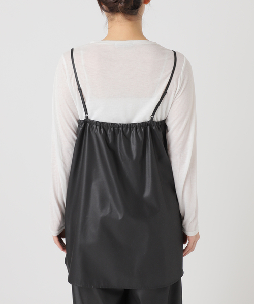 Simplicite（サンプリシテ）の「《2点セット》手洗い可 / チンツ加工ロングキャミソール / パンツセット（つなぎ/オールインワン・レディース・ブラック/ベージュ・FREE）」の15枚目の写真