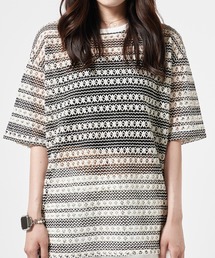 Theater code | Openwork Knit T-Shirt / 総柄 透かし編みニットTシャツ(Tシャツ/カットソー)