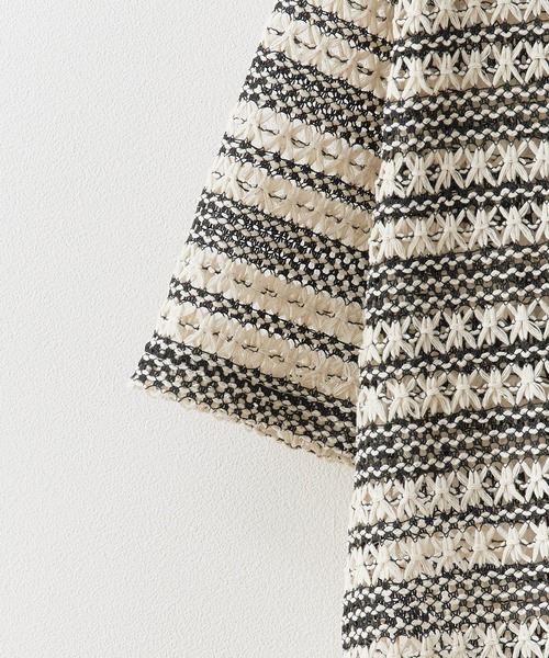 Theater code(シアターコード)の「Openwork Knit T-Shirt / 総柄 透かし編みニットTシャツ(Tシャツ/カットソー・レディース・ブラック/アイボリー・L/M)」の4枚目の写真