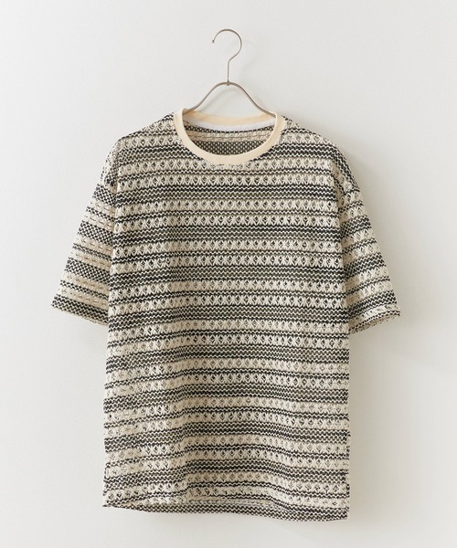 Theater code(シアターコード)の「Openwork Knit T-Shirt / 総柄 透かし編みニットTシャツ(Tシャツ/カットソー・レディース・ブラック/アイボリー・L/M)」の7枚目の写真