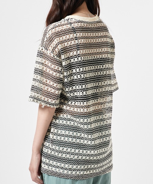 Theater code(シアターコード)の「Openwork Knit T-Shirt / 総柄 透かし編みニットTシャツ(Tシャツ/カットソー・レディース・ブラック/アイボリー・L/M)」の12枚目の写真