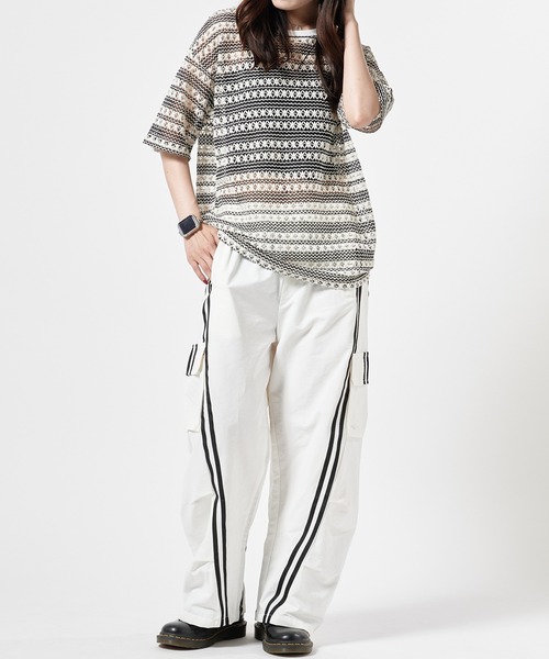 Theater code(シアターコード)の「Openwork Knit T-Shirt / 総柄 透かし編みニットTシャツ(Tシャツ/カットソー・レディース・ブラック/アイボリー・L/M)」の22枚目の写真