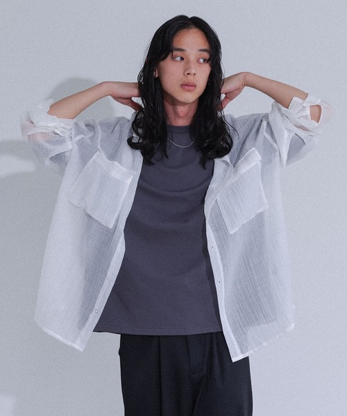 MDR(エムディアール)の「オーバーサイズ長袖シアーシャツ(シャツ/ブラウス・メンズ・ブラウン/ブラック/オフホワイト・L/M)」の5枚目の写真