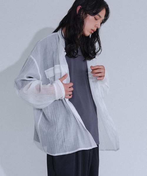 MDR(エムディアール)の「オーバーサイズ長袖シアーシャツ(シャツ/ブラウス・メンズ・ブラウン/ブラック/オフホワイト・L/M)」の6枚目の写真