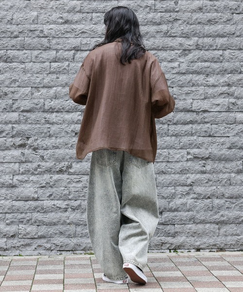 MDR(エムディアール)の「オーバーサイズ長袖シアーシャツ(シャツ/ブラウス・メンズ・ブラウン/ブラック/オフホワイト・L/M)」の22枚目の写真