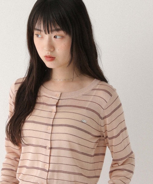 Heather(ヘザー)の「モチーフボーダーカーディガン 579590(カーディガン/ボレロ・レディース・ネイビー/グレー/ピンク・FREE)」の3枚目の写真