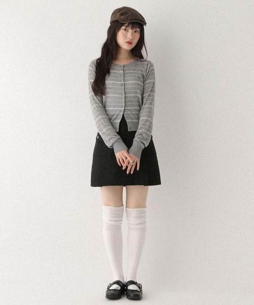 Heather(ヘザー)の「モチーフボーダーカーディガン 579590(カーディガン/ボレロ・レディース・ネイビー/グレー/ピンク・FREE)」の4枚目の写真